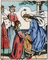 Illustration for “” Riquet a la houppe””, tale by Charles Perrault (1628-1703), French writer. Wood engraving of Imaging Pellerin - Epinal, sd. Late 19th century.