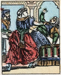 Illustration for the Tales of the Thousand and One Nights. Ali-Baba (Ali Baba).Wood engraving from Imaging Pellerin - Epinal, sd. Late 19th century.