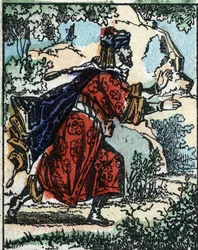 Illustration for the Tales of the Thousand and One Nights. Ali Baba (Ali Baba). Wood engraving of Imaging Pellerin - Epinal, sd. Late 19th century.