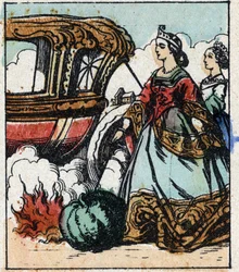Illustrasjon av Charles Perraults fortelling "Askepott eller den lille glasstøffelen". Tregravering av Imaging Pellerin - Epinal, sd. Sent på 1800-tallet.
