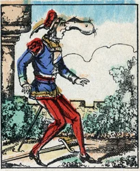 Illustration of the tale “The Adventures of Grand Flandrin”” Wood engraving from Imaging Pellerin - Epinal, sd. Late 19th century.