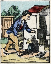 Illustration of the tale “” Veridique History of Jeannot Serinet “” Wood engraving of Imagery Pellerin - Epinal, sd. Late 19th century.