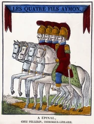 Bilde av Epinal fra 1825 som representerer «De fire sønner Aymon», et anonymt episk dikt fra slutten av 1200-tallet.