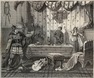 I 978 gikk Lothaire (941-986), kongen av frankene (Lothair) inn i palasset til Otto II av Det hellige rike (955-983) og hans kone Theophano eller Theophanu eller Theophania Skleraina (655-991) i Aachen, men imperiale familie var i stand til å fange. illust