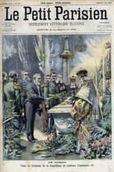 In Russia: visit of President Emile Loubet (1838-1929) to the tomb of Alexander III (1845-1894), Emperor of Russia, in " Le petit Parisien””