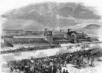 Inauguration of the horse races at the Bois de Boulogne in 1857.