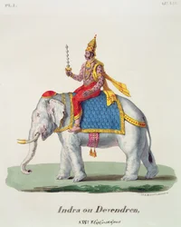 Indra eller Devendra, fra LInde francaise..., gravert av Marlet & Cie, pub. Paris 1827-1835