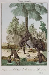 Innbyggere i Diemen tilbereder et måltid, 1811