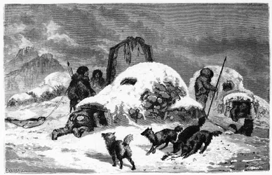 Installasjon av eskimoene ved Etah - i "polens frie hav, oppdagelsesreise i de arktiske hav
