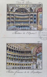 Interiør i Theatre de lOpera og Theatre de la Comedie Francaise, plate 1 fra Vues de Paris
