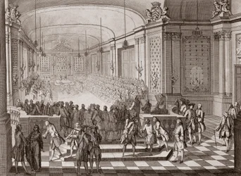 Intern utsikt over Jacobins Hall, i Nantes, under avholdelsen av De forente stater i Bretagne i 1764.