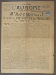 JAnklagebrev av Emile Zola (1840-1902), publisert i LAurore, 13. januar 1898 (trykk)