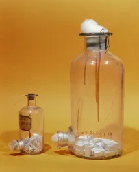 Krukke brukt av Louis Pasteur (1811-95) i hans forskning (glass)