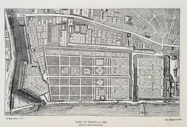 Jardin des Tuileries i 1652 (etter Gombousts plan) - i "Paris gjennom århundrene", av H. Gourdon de Genouillac, red. F. Roy, Paris