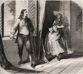 Jean Baptiste (Jean-Baptiste) Poquelin, dit Moliere (1622-1673) proposed to the comedian Mademoiselle de Brie (Catherine Leclerc du Rose