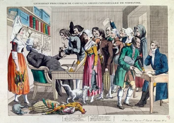 Rettferdighet: "Gripardin, kampanjeadvokat, stor rådmann i Normandie" Litografi fra 1700-tallet. Paris, Musee Carnavalet