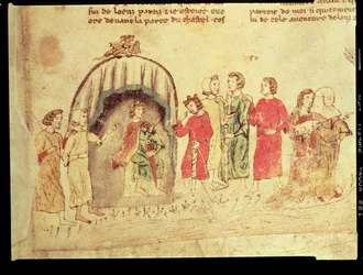 Kong Arthur og hoffet hans, fra Roman de Meliadus