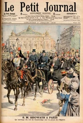 King Preah Bat Sisowath of Cambodia visiting Paris. The royal procession on the Place de l