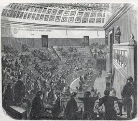 Paris School of Medicine - det store amfiteateret - Gravering i "Tableau-de-Paris" av Edmond Texier 1852