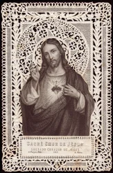 Blondekort som viser Jesu hellige hjerte, 19. århundre
