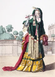Ladys grønne silkesjal, 1650