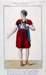 Lafon i rollen som Horace i tragedien Horacespiece av Corneille (1640). Gravering av 1800-tallet. Paris, Comedie Francaise.