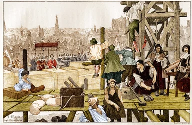 Nedlegging av den første steinen til Sorbonne, av kardinal Richelieu, i nærvær av buen til Rouen Francois du Harlay på 1600-tallet.