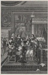 Den døende kardinal de Richelieu litografi av Charles Motte (1785-1836) i «Les Hommes Celebres de la France» av Louis Dumas 1889