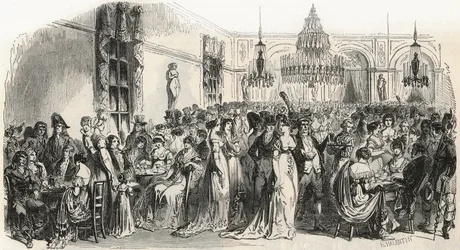 Grand Salon du cafe Frascati i Paris på 1800-tallet - Gravering i "Tableau-de-Paris"" av Edmond Texier 1852