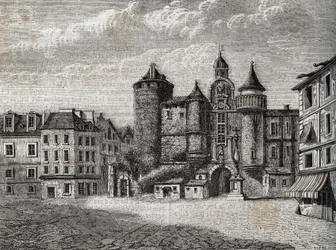 Le Vieux Paris - le Grand Chatelet - Engraving in “” Physical, civil and moral history of Paris: from the earliest historical times to the present day” by Jacques Antoine Dulaure
