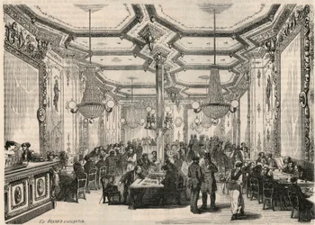 Pierron-kafeen i Paris på 1800-tallet - Gravering i "Tableau-de-Paris" av Edmond Texier 1852