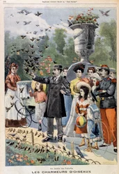 Fuglesjarmerne i Jardin des Tuileries - i "Le Petit Parisien"" fra 21.07.1901 (gravering)