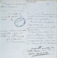 Anbefalingsbrev signert av Napoleon Bonaparte (1769-1821) for sin bror, Joseph (1768-1844) desember 1795