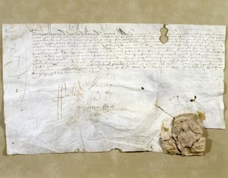 Brev signert av Henri IV, og innstiftet Dinan som president etter at byen ble returnert til ham