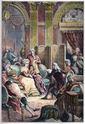 Litterary Salon - Reading of “” Paul and Virginie”” by Jacques-Henri Bernardin of Saint-Pierre (Saint Pierre) in the salons of Madame Necker in Paris - alongside Mme Necker her husband Jacques Necker and her daughter Germaine, later, Mme de Stael - Lecture