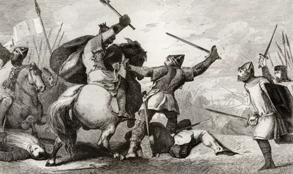 Louis VI (1081-1137) den store kjemper mot engelskmennene i slaget ved Brenneville, fra 