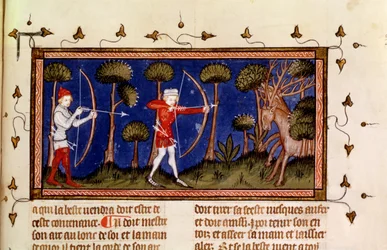 MMS Fr 12399 f.38 Jaktscene, fra boken om kong Modus og dronningens rasjon