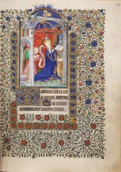 MS Widener 6 f.29r, Annunciation, from a Book of Hours, bruk av Paris