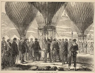 M. Gambetta starter for Tours, illustrasjon fra Cassells History of the War between France and Germany, 1870-1871