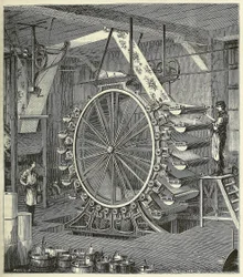 Maskin for utskrift av tapeter i opptil tjue farger, pub. 1873 gravering, 1873.