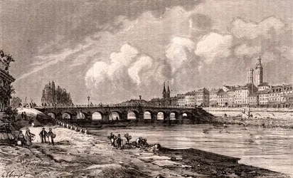 Macon - Bourgogne-Franche-Comte - gravering i "La France illustrée: geografi, historie, statistisk administrasjon" av VA Malt-Brown. 1884