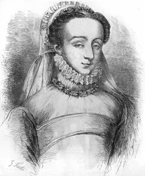 Madame de Sauve (en av kvinnene som ble brukt av Catherine de Medicis (Caterina de Medici), for å føre notater om hoffets folk). Også kjent som Charlotte de Beaune, Baroness de Sauve, deretter senere som Marquise de Noirmoutier, elsker av Henri IV. I "" Hi