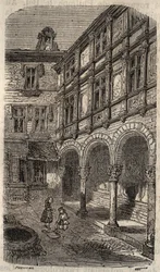 Huset sies å være Agnes Sorel eller Hotel Euverte-Hatte (1524) i Orleans - gravering i "Histoire de France" av Victor Duruy (1811-1894) - 1882
