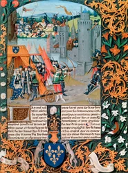 Manuskript som viser et slag fra hundreårskrigen, 1300-tallet