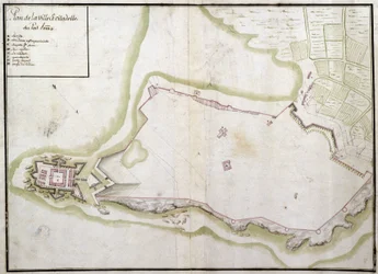 Kart over byen og citadellet i Port Louis