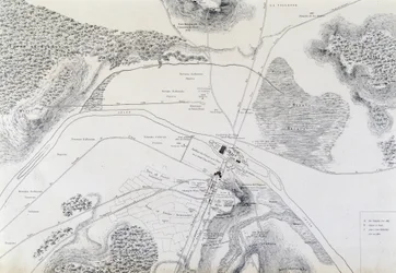 Kart over byen Lutèce (Lutetia Parisorium i dag Paris) og dens omgivelser laget i 1882.