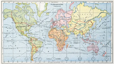 Kart over de viktigste handelsrutene til sjøs i verden, 1912