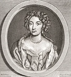 Marie Angélique de Scorailles, 1661 1681. Fransk adelskvinne og en av de mange elskerinnene til Ludvig XIV. Fra Les Heures Libres utgitt 1908.