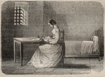 Marie Fortunee Capelle, Marie Lafarge (Madame) (1816-1852) Fransk kriminell i fengselet hennes - Gravering i "Causes celebres de tous les peuple" av Armand Fouquier (1817-18?) 1858-1867 - privat samling
