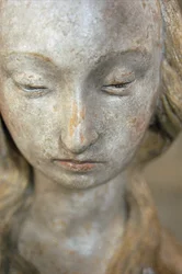 Mary Magdalene, sent på 1400-tallet (polykrom stein) (se også 248111, 248112 og 252685)